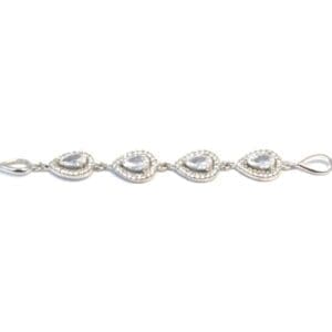 Silver white stone drop bracelet with large stones
