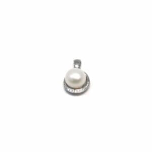 White stone beaded silver pendant