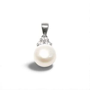 Silver white stone bead pendant