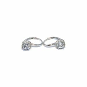 Silver white stone earrings with patent closure