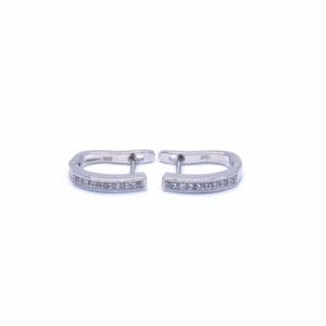Silver white row of stones French clasp earrings