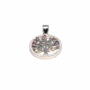Colourful stone tree of life pendant