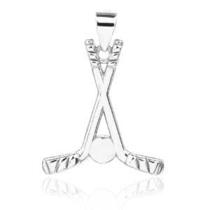 Stoneless silver hockey stick pendant