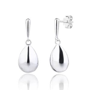 Silver drop shaped dangle earrings