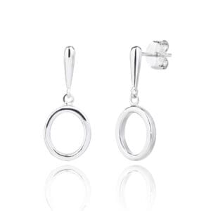 Silver design circle earrings