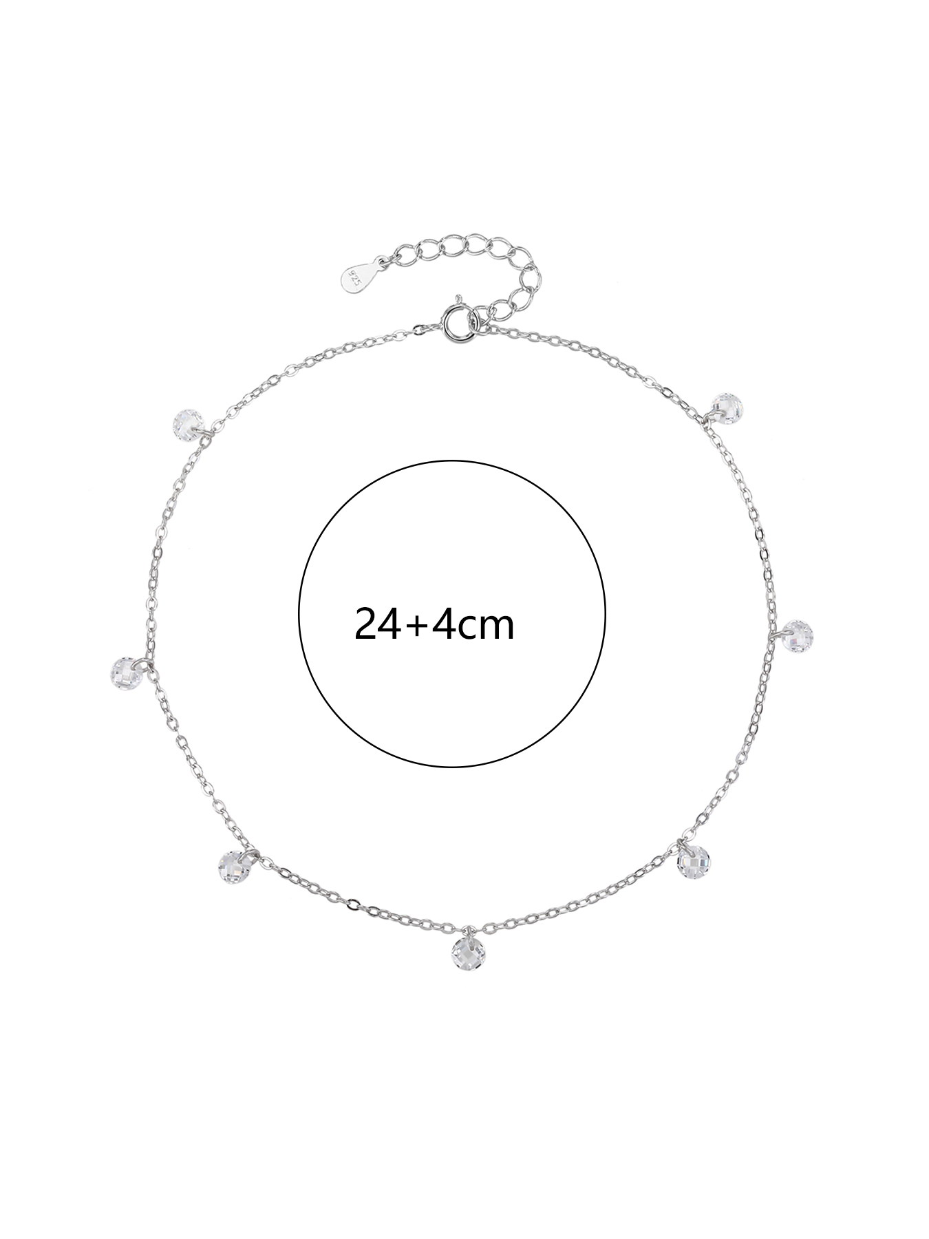 Ezüst bokalánc fehér cirkónia kövekkel (24+4 cm)_1