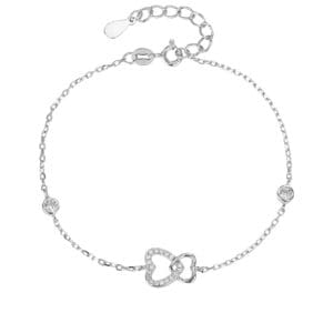 Armband mit doppeltem Herzmotiv und kubischen Zirkonsteinen