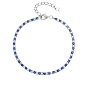 Blue and white zirconia stone tennis bracelet - 16+4 cm