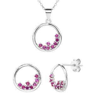 Circular fuchsia red stone bezel set - strength and elegance
