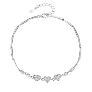 Zirkoniastein-Armband mit Herzmotiv - 18+4 cm