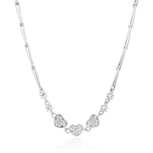 Zirkoniastein-Halskette mit Herzmotiv - 43,5+4 cm