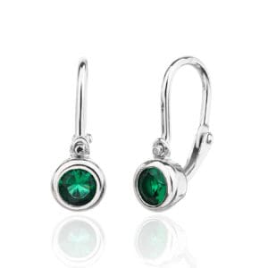 Green stone baby earrings - front clasp with 1 stone